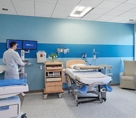 Application photo of the AMD in one of the birthing rooms at the VCU Hospital