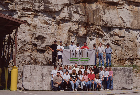 Infinity lighting group photo next to The Underground entrance