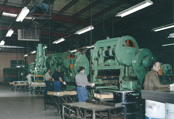 The fabrication area of the Williams factory in the 50s