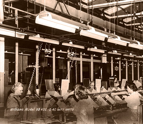Application photo of the Williams Model VB 402 over a factory floor