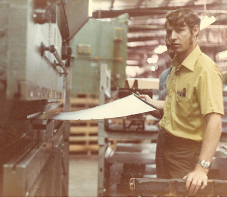 Ron Snyder working the fabrication line in the 1970s
