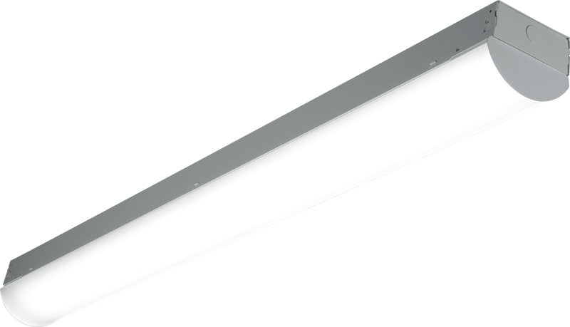 76R: The diffuse acrylic round lens enhances the standard strip by providing uniformity and reducing glare. Available in 4' and 8' lengths with special reflector options for precise light distribution.