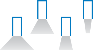 Beam angles for wide, medium, narrow and spot distribution